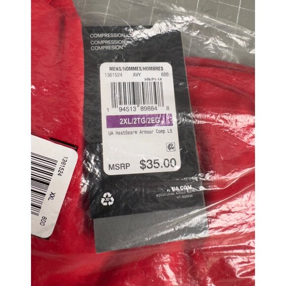 Under Armour Men’s HeatGear Armour Long Sleeve Baselayer Top XXL Red Compression - Picture 5 of 6